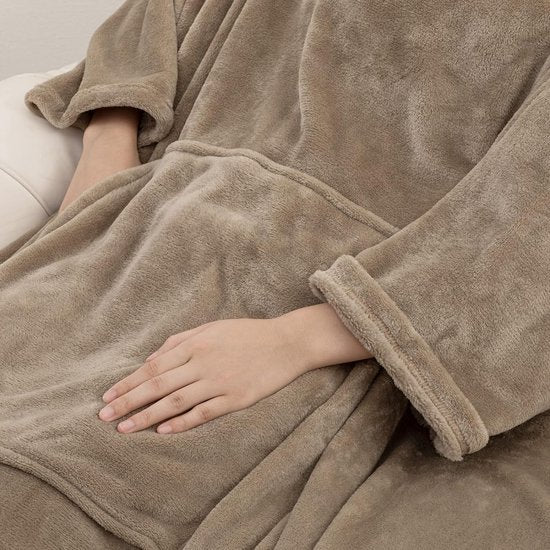 Deken met mouwen en voetenzak, fleece, microvezel, zachte fleecedeken, dagdeken, tv-deken om aan te trekken, cadeau voor vriendin, moeder