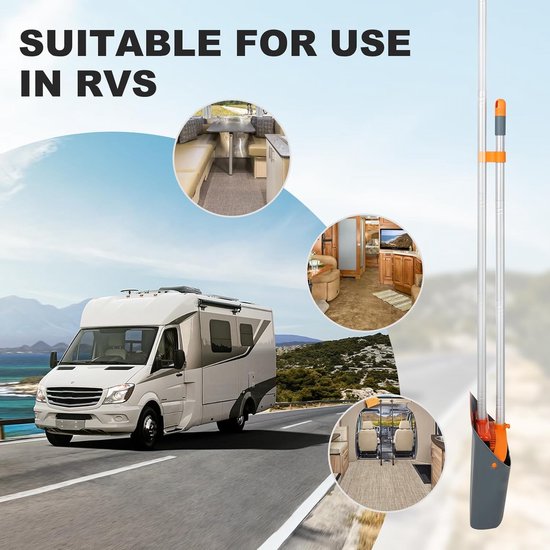 stoffer en blik, veger met veegschep, combo met 137 cm lang uittrekbare handgreep, voor huishoudelijke werkzaamheden