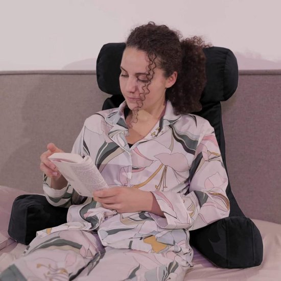 Crushed Foam Reading Cushion - Ideal for Reading - Neck Support Pillow (Black)