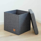 Premium kruk met opbergruimte - kruk van hoogwaardige stof - comfortabel en extra stabiel - grijs - 38 x 38 x 38 cm