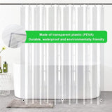 Douchegordijn 180x200cm transparant douchegordijn met magneetbodem douchegordijnen Eva anti-schimmel waterdichte douchegordijnen met 12 douchegordijnringen voor badkuip douche