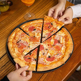 Pizzablek set van 4, diameter 30 cm, roestvrij staal, pizzaform met antiaanbaklaag, zwart, rond, bakplaat, ovenplaat voor bakken en serveren, gezond en durzaam, gelijkmatige hitte en