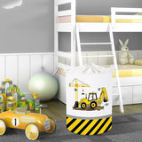 45L Cartoon Digger Sertifen Yellow Boys Laundry Basket Crane Round Toy Clothes Storage Basket for Baby Room, 36 x 45 cm