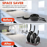 Pannendekselhouder, pannenhouder voor lade, opslag met 8 verstelbare vakken, dekselhouder lade, pannenhouder voor keuken, organizer, zwart
