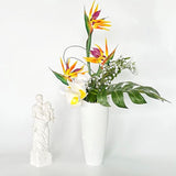 Vaasset, witte bloemenvaas set van 2, decoratieve vaas voor in de woonkamer met een dikke bodem, handgemaakte vaas van hars, geschikt voor kantoor en bruiloften met pampasgras, 28 cm en 23 cm hoog.