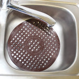 2 x spoelbakinleg - ronde spoelbakmat - inleg voor spoelbakken beschermt het oppervlak van de gootsteen en het servies (2 stuks - bruin)