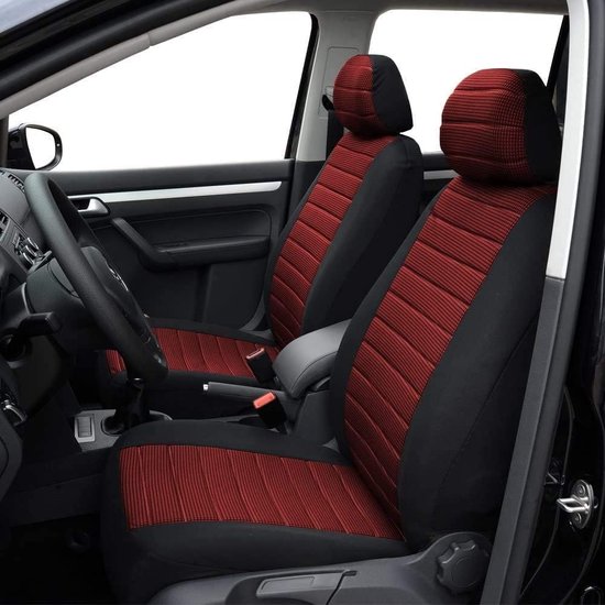 Universele autostoelhoezen, voorstoelen, autostoelhoezen, beschermhoezen, voorstoelhoezen, zij-airbag geschikt, 2-delige jacquard fabrieksautostoelhoezen, grijs