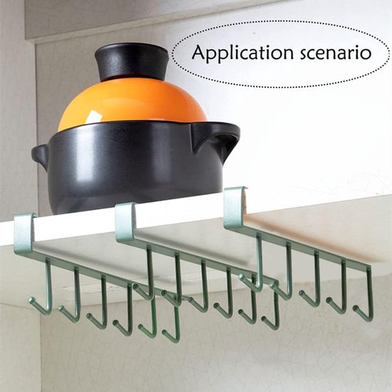 Bekerhouder, kastinzetstuk, mokkenrek, haken zonder boren, haakframe, kopjes, keukenorganizer, onder plank, kopjes, ophangplank, bekerhouder voor stropdassen, riemen, sjaals (2 stuks)