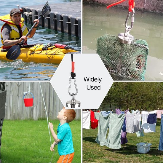 karabijnhaak, nylon koord met hoge sterkte veiligheid, 20 m multifunctioneel touw diameter 8 mm - aanmeerlijn, brei, gevlochten lijn, camping, wandelen