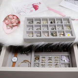 Sieradenlade Organizer Box, stapelbare set van 4 sieradenaccessoires opbergset, voor oorbellen, armbanden, armbanden, kettingen en ringen, opbergdoos voor sieraden, oorbelhouder (melkwit)