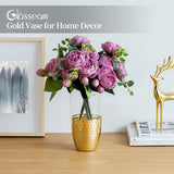 Glazen vaas voor pampasgras met gouden honingraat, grote gouden vloervaas, moderne hoge bloempot voor Scandinavische decoratie voor woonkamer, salo