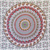 Wandtapijt Mandala - 100% katoen, kleurrijk, Oosterse ontwerpen - Ideaal als wanddoek Mandala, Indiase wandbekleding van stof en wandtapijt Boho - wit-bruin, 210x230 cm