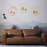 3 stuks wandsculpturen gouden wandafbeeldingen 3D wanddecoratie deco goud woonkamer rond ornament wandbehang metaal wanddecoratie voor slaapkamer gang kantoor decoreren (met 5 naadloze nagels)