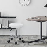 Rolkruk, in hoogte verstelbaar, draaibaar, barkruk, werkkruk van kunstleer, bureaukruk, wit
