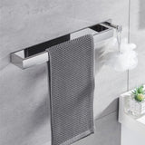 Handdoekhouder zone bore, chroom, zilver, handdoekstang voor badkamer, 304 roestvrij staal, hechtende gastendoekhouder, line, gastendoekjesstang met haak, 40 cm, voor badkamer