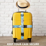 2 stuks kofferriem, kofferband, verstelbare, gepersonaliseerde bagageriem met afsluitbare gesp voor koffer, riem, reistas (blauwe bloem)