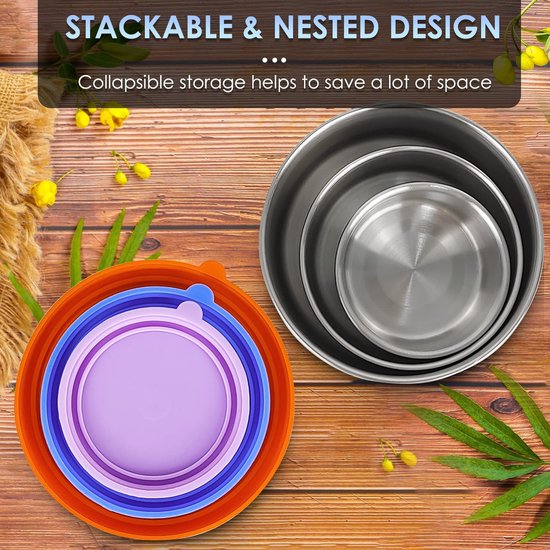 Roestvrijstalen voedselcontainers met deksels, set van 3 kleine kruiderijcontainers, lunchbox voor kinderen Herbruikbare snackcontainers, nestbare metalen voedselopslag voor sauzen