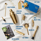 10-Delige Gouden Cocktail Set, Complete Geschenkset met Roestvrijstalen Cocktailshaker, Schenktuit, Muddler en Meer