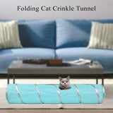 Cat Tunnel Cat Toy Play Tunnel, 47,2 Inch Opvouwbare Cat Crinkle Tunnel met gat en bal voor Kittens Fun Play Training Cat Interactive Toys (blauw)