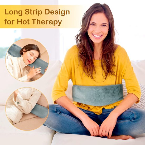 Warmwaterkruikslang, lang, 2 liter, met overtrek, 73 cm nekwarmwaterkruik om om te binden, warmtegordel om te warmen, ook te koelen voor nek, schouder, onderlichaam, rug, warmwaterfles voor