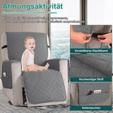 Fauteuilbeschermer voor televisiestoel - waterdichte relaxstoel - stoelbeschermer met zakken en armleuningen - 1-zits, stoelbekleding, antislip, stoelbekleding voor meubelbescherming - Lichtgrijs