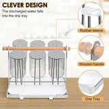 Bekerhouder van roestvrij staal met flessendroger en afdruiprek, metalen houder voor 6 flessen, met lekbak, geschikt voor flessen en kopjes, zilver, 23.5 x 14 x 9 cm