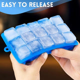 Silicone Ice Cube Tray, Pack of 3 Ice Cube Trays & Ice Cube Trays with Lid, Freezer Mould Silicone Large, Ice Ball Mould, Ice Cube Tray, Silicone Mould Ice Cube Moulds (Blue/Green/Purple)