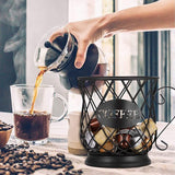 Koffie Capsule Opbergmand, Iron Art Hollowed Klassieke Cup Vorm Grote Capaciteit Koffie Pod Organizer Houder, Cup Keeper Koffie & Espresso Pod Houder, Keuken Counter Zwart Metalen Draad Opberghouder