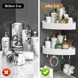 Set van 2 doucheplanken zonder boren, zelfklevende doucheplank, kunststof badkamerorganizer, hoekplank, doucheplank, hoekdoucheplank, badkamerplank, badkamerplank, douchemand voor badkamer en keuken, wit