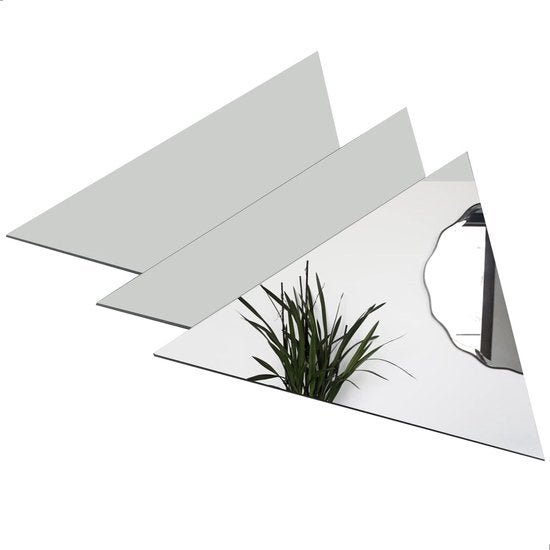 elfklevende tegelspiegel, driehoekige spiegeltegels, wanddecoratie, flexibele spiegel, acryl, doe-het-zelf, voor school, keuken, badkamer, woonkamer, kantoor, decoratie, 8,5 x 8,5 cm, 20 stuks, zilver