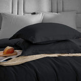 Beddengoed 240 x 260 cm, 3-delig zwart - dekbedovertrek 240 x 260 cm met kussenslopen 40 x 75 cm, beddengoedsets 260 x 240 cm, van microvezel met ritssluiting, zacht en strijkvrij