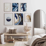 Heimlich® premium posterset zonder fotolijst, stijlvolle set met bijpassende afbeeldingen als woonkamerdecoratie, 2 x DIN A3 en 4 x DIN A4, ca. 30 x 42 cm en 21 x 30 cm, "Abstract Blue Marmor"