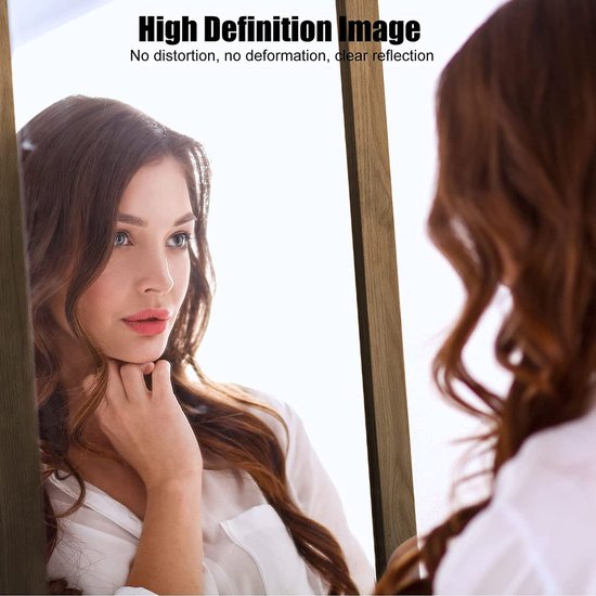 Geheel lange spiegels, staande spiegels met bruine lijsten bovenop hangend in de muur, grote lichaamsspiegels, decoratieve spiegels voor slaapkamer, badkamer, woonkamer, 40 x 150 cm, haaks