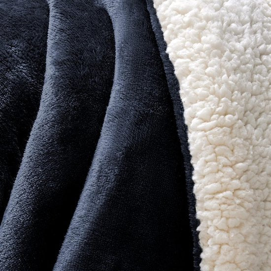 Sherpa knuffeldeken, pluizige hoogwaardige deken, superzachte fleecedeken als woonkamerdeken, sprei, warme banksprei, marineblauw, 152 x 203 cm