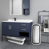 Grote platte mop, posemmer, platte mopemmer, opvouwbare draagbare mopemmer, opvouwbare poetsemmer met handvat, voor grote vloeroppervlakken (wit)