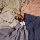 Mousseline Deken Baby - Ademende babydeken, babydekens pasgeboren, zachte kruipdeken voor kinderen, mousseline slaapdekens voor peuters meisjes jongens 120x120cm (ivoor)