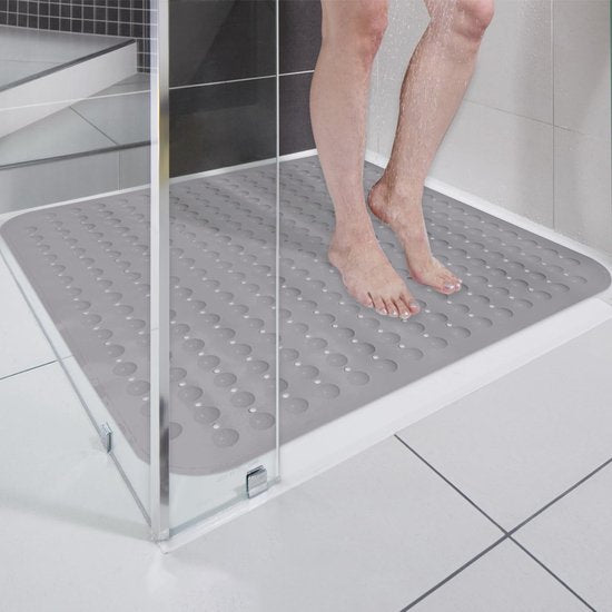 Douchemat, antislip, 80 x 80 cm, antislipmat voor douche met zuignappen en afvoergaten, BPA-vrij, schimmelbestendig en machinewasbaar