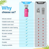 Hondenwaterfles, opvouwbare waterfles Honden voor onderweg, veilig, niet-giftig, waterfles voor huisdieren, geschikt voor hondenreizen buitenshuis, training en andere buitenactiviteiten, roze