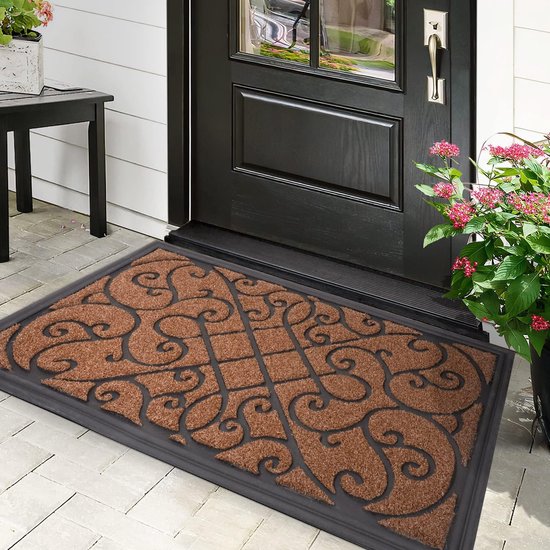 Schoonloopmat 45 x 75 cm, deurmat voor buiten, duurzame vuilvanger, antislip deurmat voor huisdeur, entree, huisingang, terras, sterk gefrequentieerd gebied