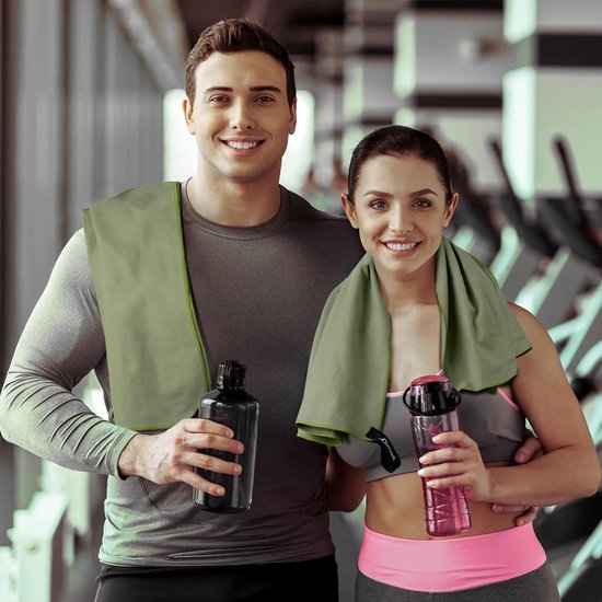 Microvezel handdoekenset (180 x 80 cm grote badhanddoek + 100 x 50 cm handdoek), sporthanddoek, fitnesshanddoek, reishanddoek, strandhanddoek voor sport, reizen, yoga, camping, strand, gym