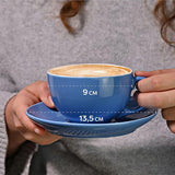 Cappuccinokopjes met schotels, kleurrijk keramiek, geschenkdoos, houdt koffie lang warm, 180 ml, set van 6