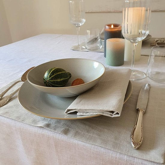 Placemat van linnen - 4 stuks - elegante placemats - onderzetters voor eettafel - keukentafel - wasbare placemats - (45 x 35 cm) - (natuur)