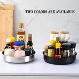 Keukenorganizer, draaiplateau, organizer, 360 graden roterende voorraaddoos voor levensmiddelen, kruidenhouder van roestvrij staal, zilver, 20 cm