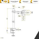 Monitorbehuizing voor paneel, VESA paneelbehuizing voor 13-32 inch, monitorbehuizing, 1 monitorarm TS2611, beeldschermhouder, kantelbaar, draaibaar, monitorarm, beeldschermhouder, monitorbehuizing