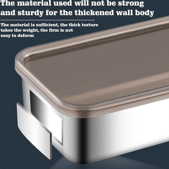 2 stuks roestvrijstalen vershouddozen: snijdoos met luchtdichte deksels, voedselconserveringsdoos voor vlees, kaas, herbruikbare stapelbare roestvrijstalen doos, vaatwasser/oven/vriezer