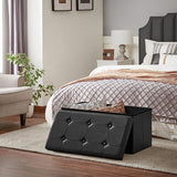 Kruk 80 liter, opbergdoos, voetenbank, opvouwbaar, tot 300 kg belastbaar, kunsthoes leeg, stof aarde, zwart