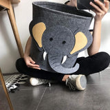 Opbergmand voor kinderen, cartoon, speelgoed, grote opvouwbare cartoon, stofvlies, opbergdoos voor kleding en speelgoed voor kinderkamer (olifant)
