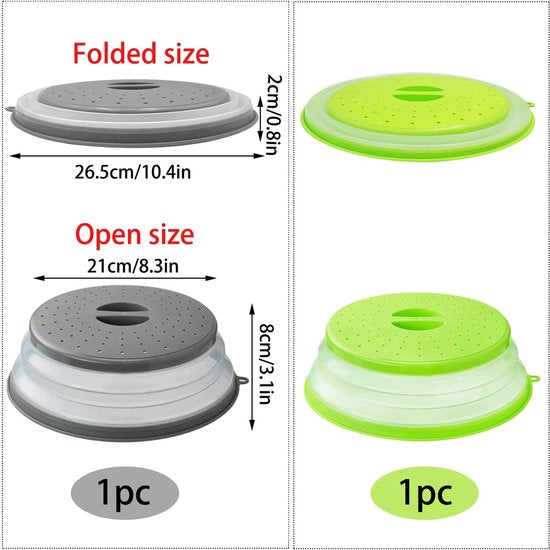 Magnetron cover, opvouwbaar, 2 stuks, cover voor magnetrondeksel, 26,5 cm, voor fruit/magnetron, met 2 zelfklevende haken.