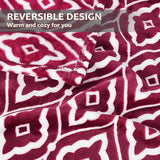 Marokkaanse lotusblauwe fleece deken voor bank, licht, zacht, gezellig loungedeken voor alle seizoenen.