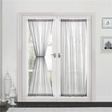 Vitrage linnenlook gordijn, lange moderne effen bistrogordijn, halftransparant deurgordijn, keukengordijnen, korte gordijnen BxH 132 x 183 cm, grijs, 1 stuk